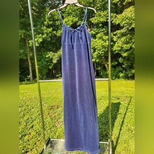 US Boys Women's Blue Velvet Dress Size Large w/ Adjustable Straps